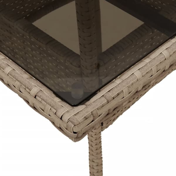 vidaXL Trädgårdsbord med glasskiva beige 80x80x75 cm konstrotting