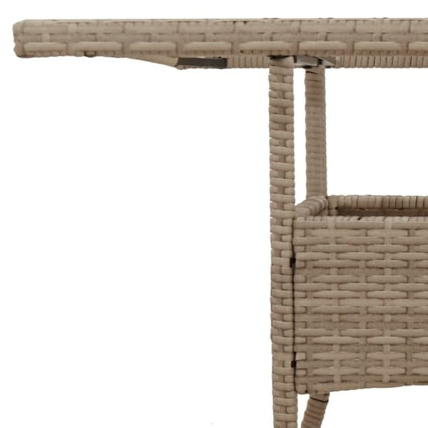 vidaXL Trädgårdsbord med glasskiva beige 80x80x75 cm konstrotting