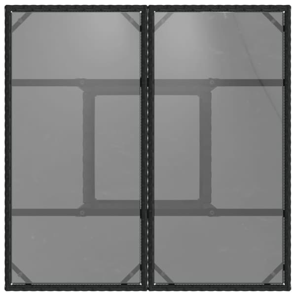 vidaXL Trädgårdsbord med glasskiva svart 80x80x75 cm konstrotting