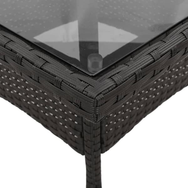 vidaXL Trädgårdsbord med glasskiva svart 80x80x75 cm konstrotting