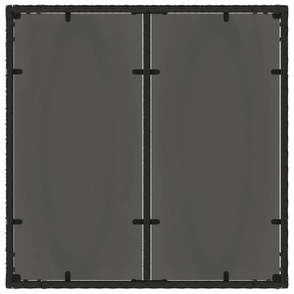 vidaXL havebord med glastop 90x90x75 cm polyrattan sort
