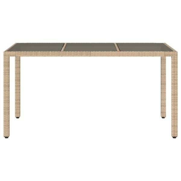 vidaXL Hagebord med glassplate beige 150x90x75 cm polyrotting