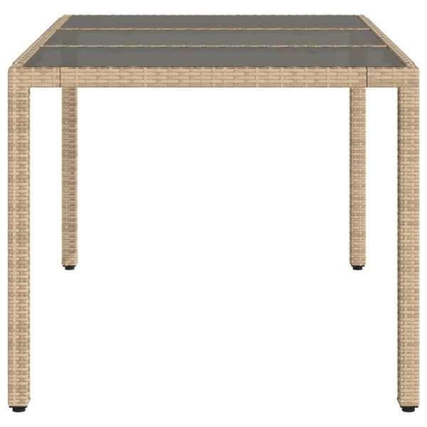 vidaXL Hagebord med glassplate beige 150x90x75 cm polyrotting