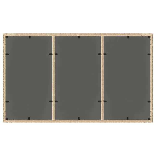 vidaXL havebord med glastop 150x90x75 cm polyrattan beige