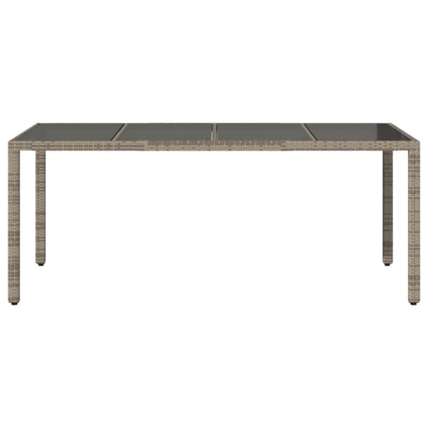 vidaXL havebord med glastop 190x90x75 cm polyrattan grå