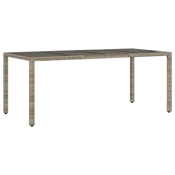 vidaXL havebord med glastop 190x90x75 cm polyrattan grå
