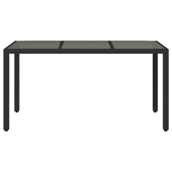 vidaXL Hagebord med glassplate svart 150x90x75 cm polyrotting