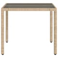 Miniatyrbillede 4 af 11: vidaXL havebord med glastop 90x90x75 cm polyrattan beige