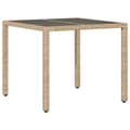 Miniatyrbillede 5 af 11: vidaXL havebord med glastop 90x90x75 cm polyrattan beige