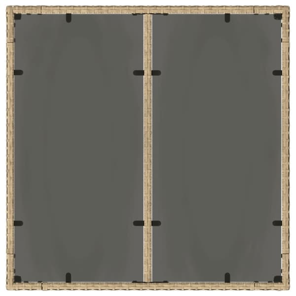 vidaXL havebord med glastop 90x90x75 cm polyrattan beige