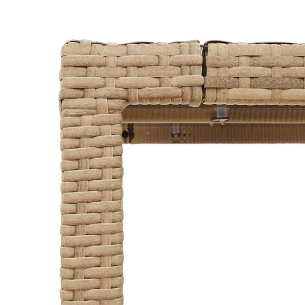 vidaXL havebord med glastop 90x90x75 cm polyrattan beige