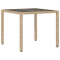 Miniatyrbillede 1 af 11: vidaXL havebord med glastop 90x90x75 cm polyrattan beige