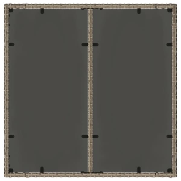 vidaXL Trädgårdsbord med glasskiva grå 90x90x75 cm konstrotting