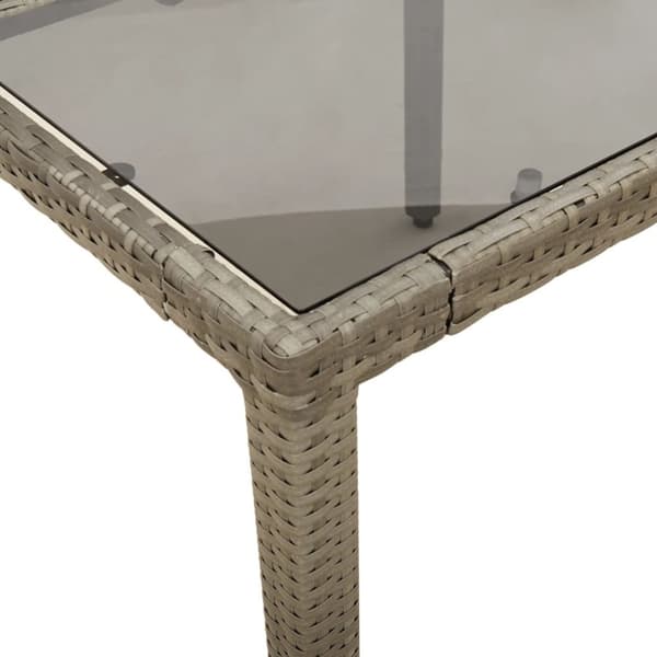 vidaXL Trädgårdsbord med glasskiva grå 90x90x75 cm konstrotting