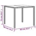 Miniatyrbild 10 av 11: vidaXL Trädgårdsbord med glasskiva grå 90x90x75 cm konstrotting