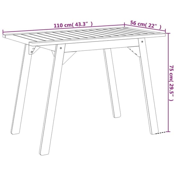 vidaXL Matbord för trädgården 110x56x75 cm massivt akaciaträ