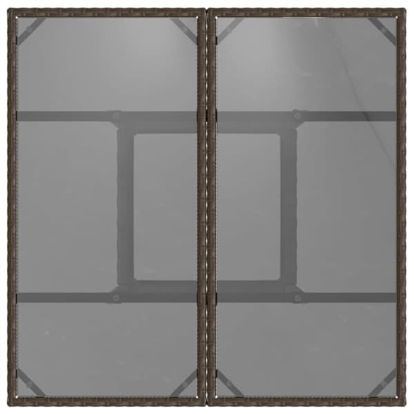 vidaXL Trädgårdsbord med glasskiva brun 80x80x75 cm konstrotting