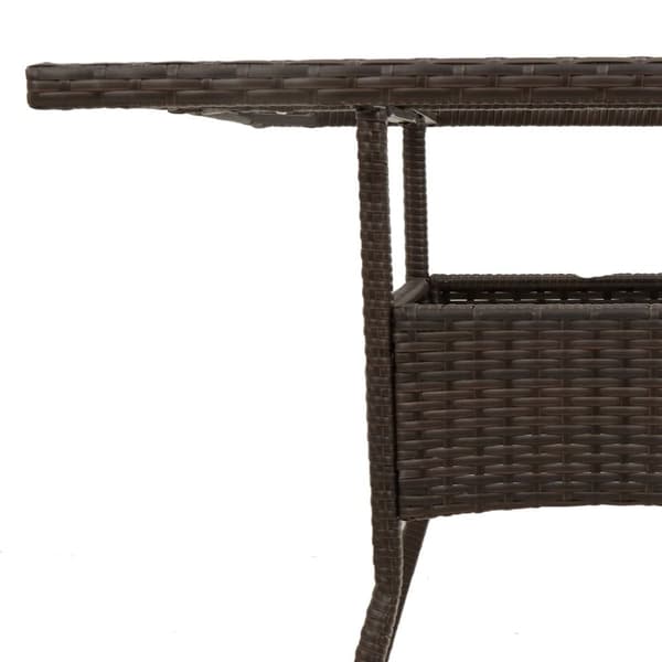 vidaXL Trädgårdsbord med glasskiva brun 80x80x75 cm konstrotting