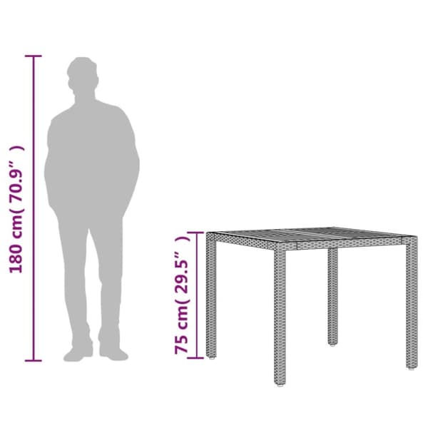 vidaXL Trädgårdsbord med akaciaträ grå 90x90x75 cm konstrotting