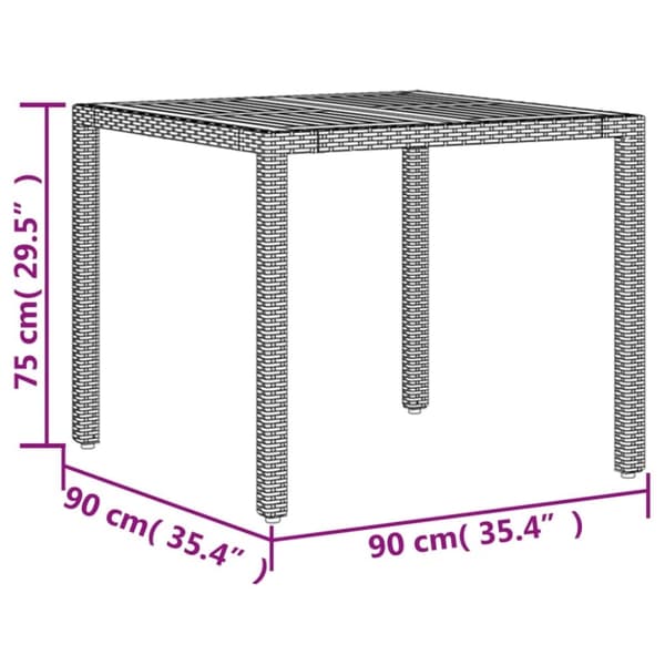 vidaXL Trädgårdsbord med akaciaträ grå 90x90x75 cm konstrotting