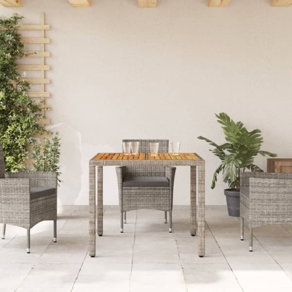 vidaXL Trädgårdsbord med akaciaträ grå 90x90x75 cm konstrotting