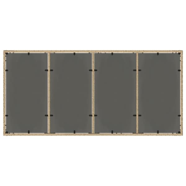 vidaXL havebord med glastop 190x90x75 cm polyrattan beige
