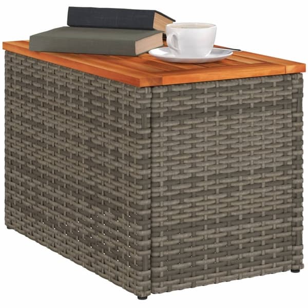 havesideborde 2 stk. 55x34x37 cm polyrattan og massivt træ grå