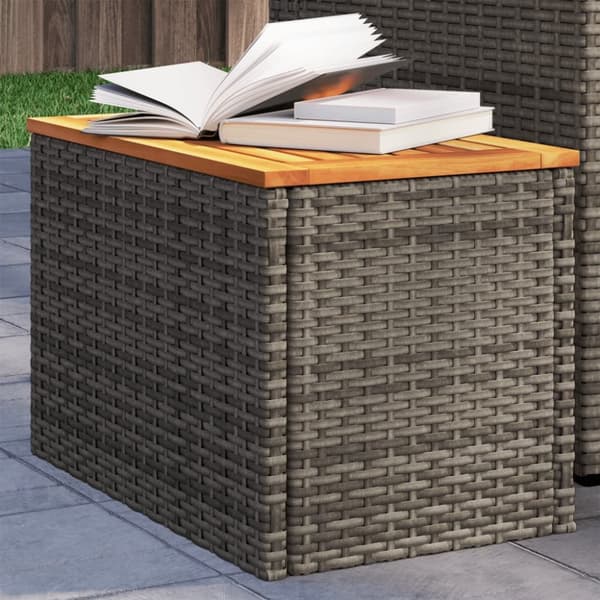 havesideborde 2 stk. 55x34x37 cm polyrattan og massivt træ grå