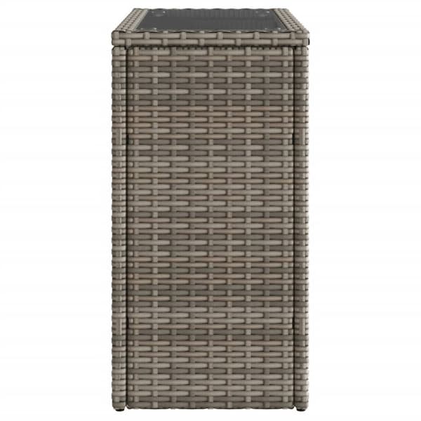 havesidebord med glastop 58x27,5x55 cm polyrattan grå