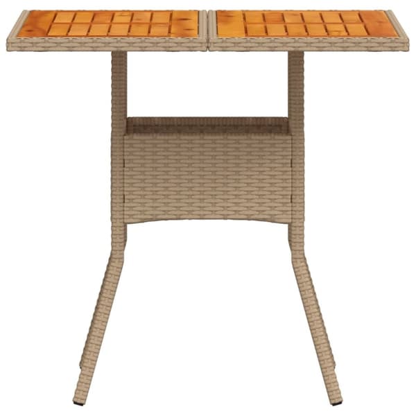 Puutarhapöytä beige 80x80x75 cm polyrottinki ja akasiapuu