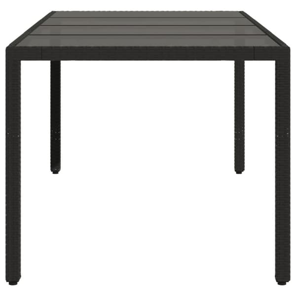 havebord med glastop 150x90x75 cm polyrattan sort