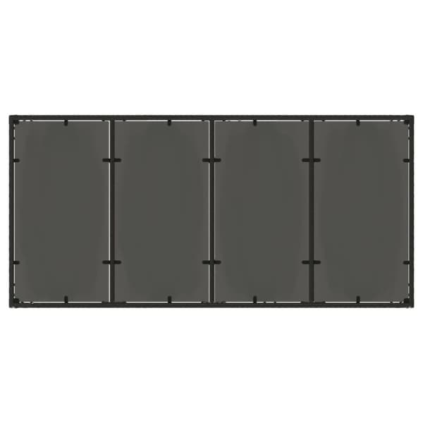 havebord med glastop 150x90x75 cm polyrattan sort
