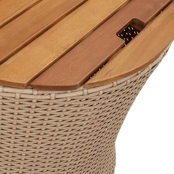 Sivupöydät 2 kpl puinen pöytälevy beige polyrottinki