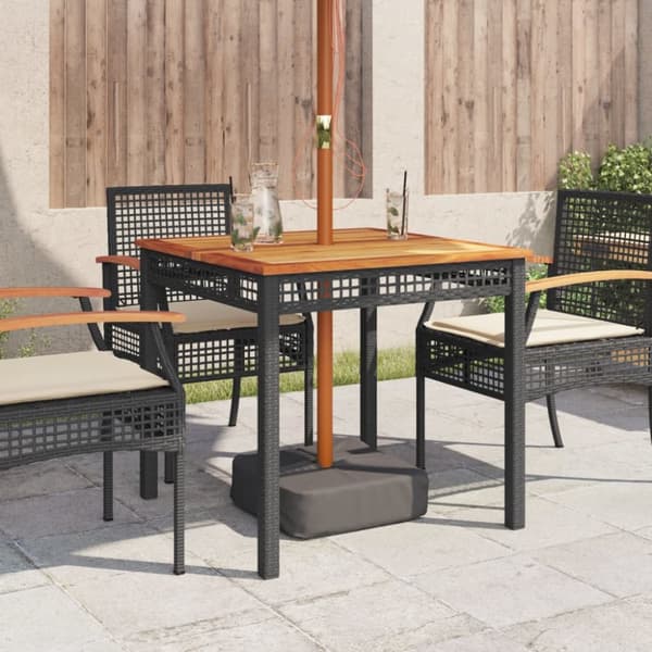 havebord 80x80x75 cm polyrattan og akacietræ sort
