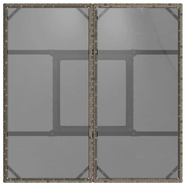 Trädgårdsbord med glasskiva grå 80x80x75 cm konstrotting