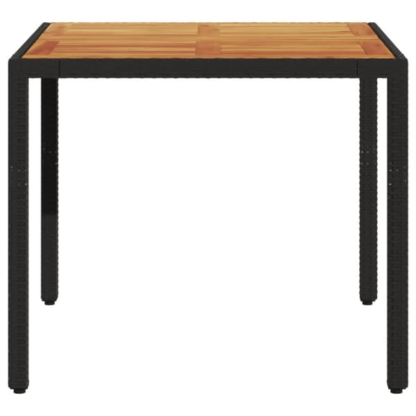 havebord med akacietop 90x90x75 cm polyrattan sort