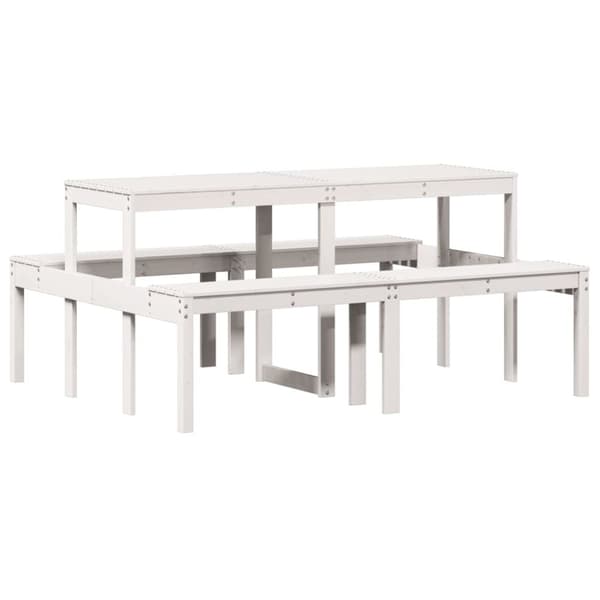 picnicbord 160x134x75 cm massivt fyrretræ hvid