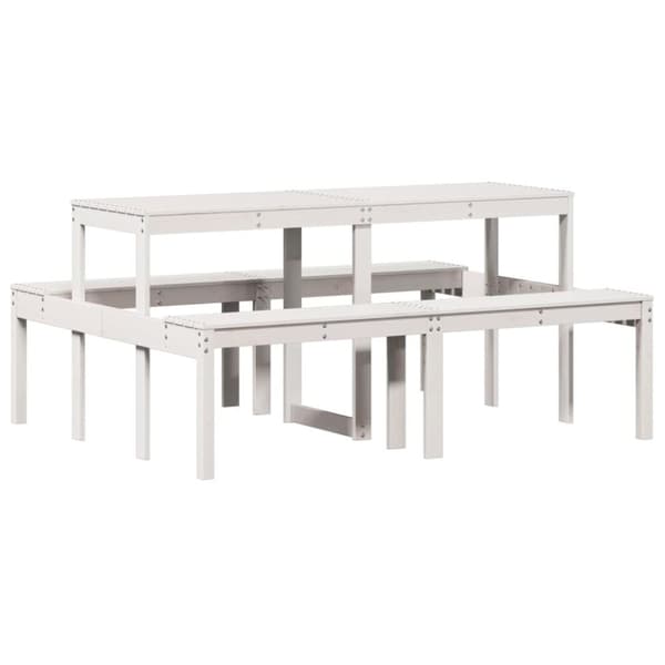 picnicbord 160x134x75 cm massivt fyrretræ hvid