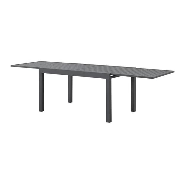 Rektangulärt utdragbart trädgårdsbord för 6 till 10 personer - Aluminiumstruktur - L 135-270 x D 90 x H 75 cm - Mörkgrå