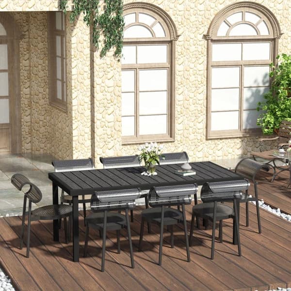 Rootz Trädgårdsbord - Utomhusbord - Loungebord - Väderbeständig - Aluminium - Plast - Svart - 190L x 90W x 74H cm