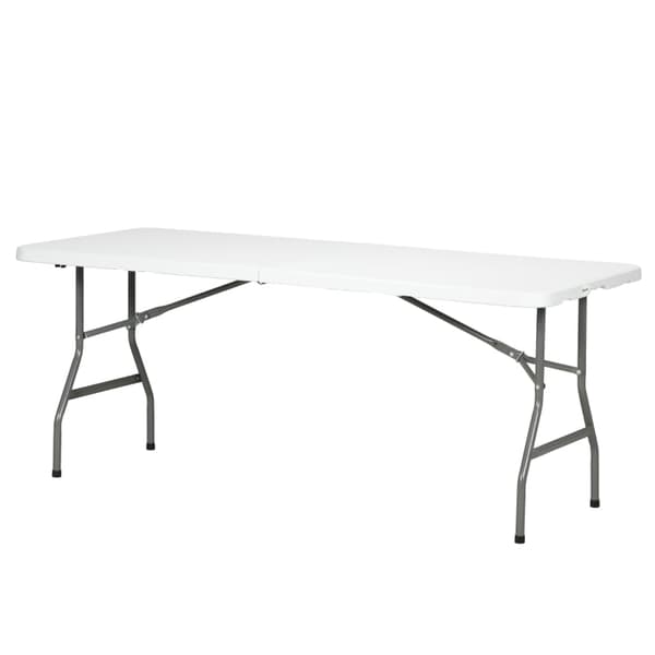 Rootz-puutarhapöytä - Taitettava puutarhapöytä - ulkopöytä - jauhemaalattu teräsrunko - valkoinen + harmaa - 180 cm x 75 cm x 73 cm