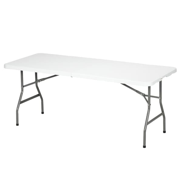 Rootz-puutarhapöytä - Taitettava puutarhapöytä - ulkopöytä - jauhemaalattu teräsrunko - valkoinen + harmaa - 180 cm x 75 cm x 73 cm