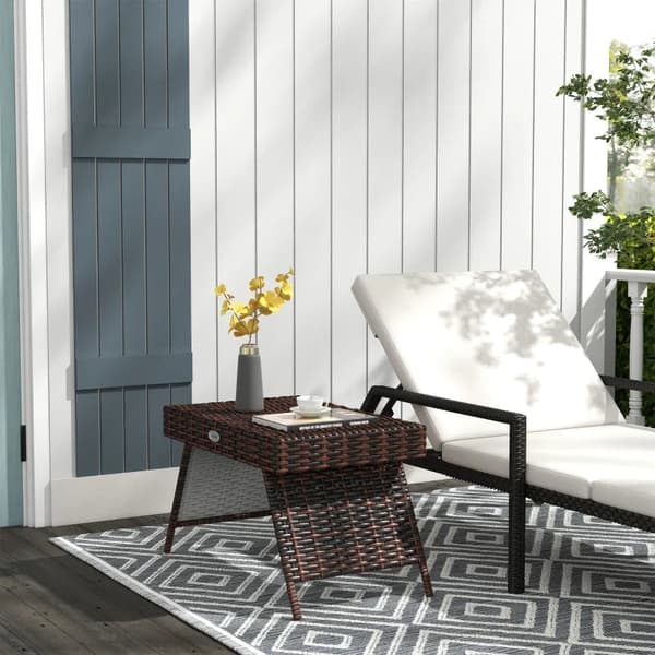 Rootz Havebord - Udendørs sofabord - Udendørs sidebord - PE Rattan - Vejrbestandig - Brun - 60cm x 41cm x 41cm