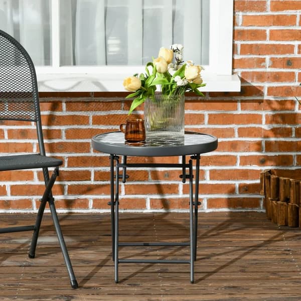 Rootz Havebord - Foldebord - Haveklapbord - Rundt - Vejrbestandigt - Sammenklappeligt - Sort - Ø45 x 50 cm