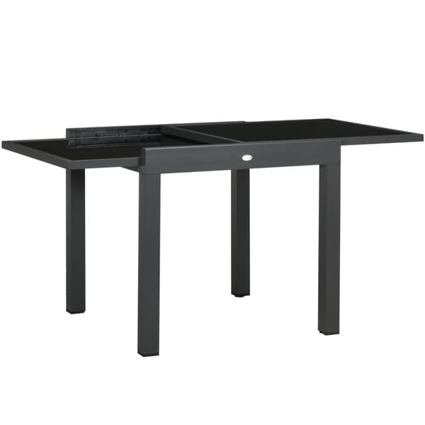 Rootz Havebord - Udendørs klapbord - Udvidbart klapbord - Bordplade af hærdet glas - Vejrbestandig - Sort - 160cm × 80cm × 75cm