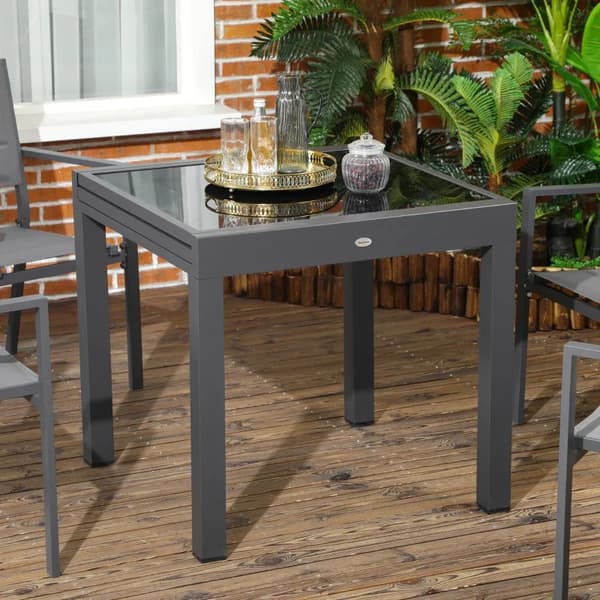 Rootz Havebord - Udendørs klapbord - Udvidbart klapbord - Bordplade af hærdet glas - Vejrbestandig - Sort - 160cm × 80cm × 75cm