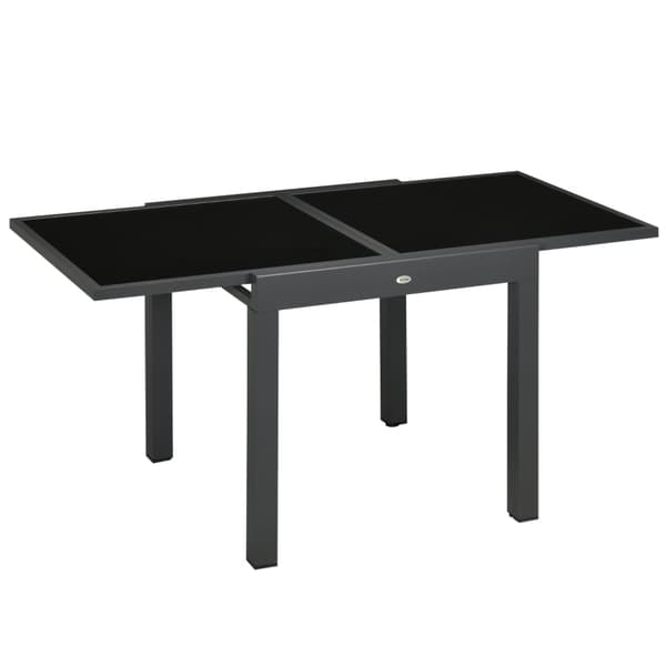 Rootz Havebord - Udendørs klapbord - Udvidbart klapbord - Bordplade af hærdet glas - Vejrbestandig - Sort - 160cm × 80cm × 75cm