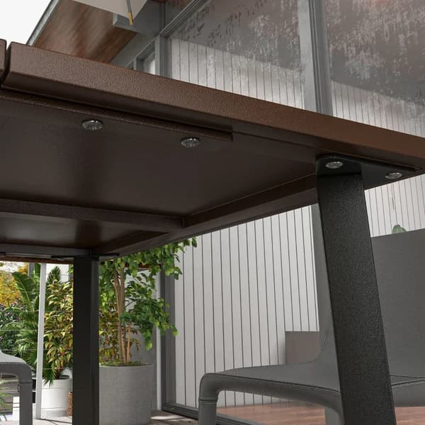 Rootz Outdoor ruokapöytä - Sateenvarjoreikä - Puutarhapöydät - Metallirunko - Teräs - Ruskea - Musta - 100L x 100W x 72K cm