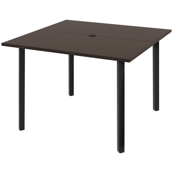 Rootz Outdoor ruokapöytä - Sateenvarjoreikä - Puutarhapöydät - Metallirunko - Teräs - Ruskea - Musta - 100L x 100W x 72K cm