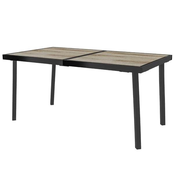 Rootz Havebord - Terrassebord - Udendørsbord til 6 personer - Trælook - Metalstel - Vejrbestandig - Grå - 145 x 85 x 72 cm